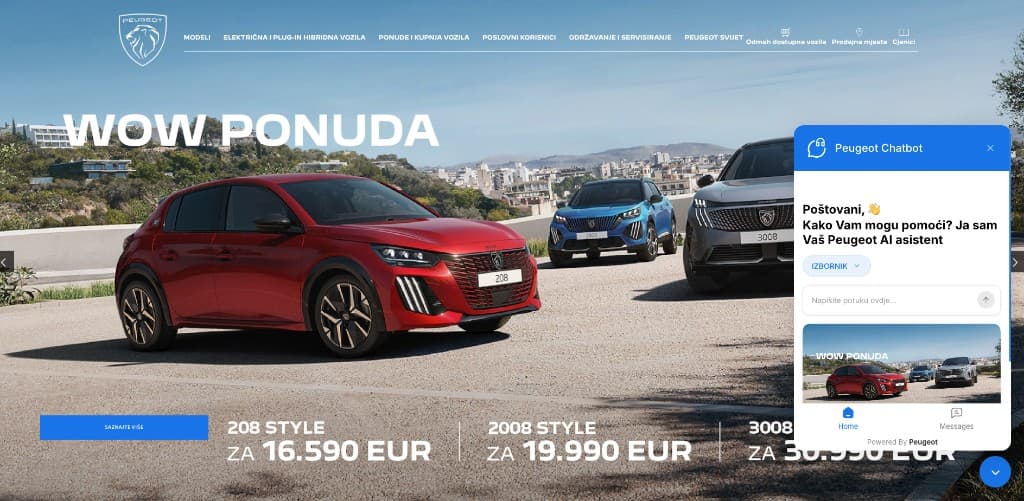 AI Chat Assistant for Peugeot Croatia